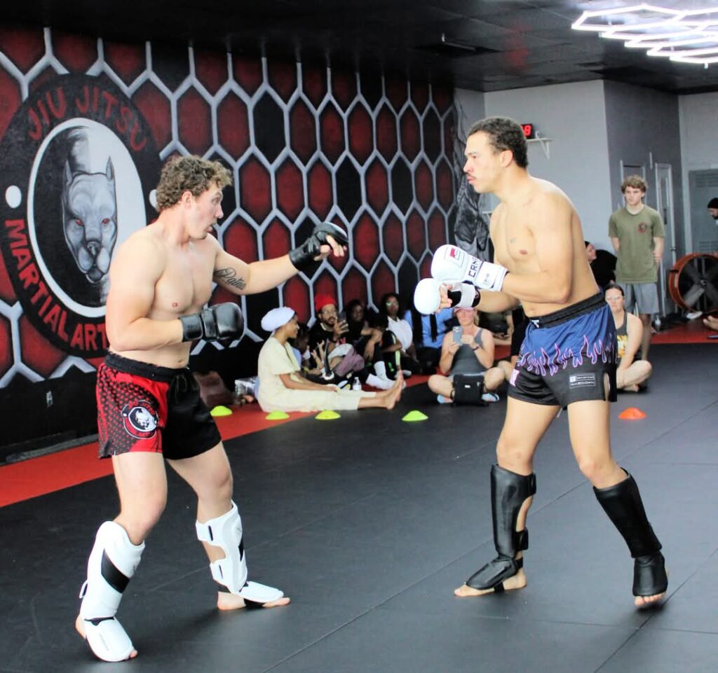 Martial Arts of Waco students wearing sparring gear competing against each other.